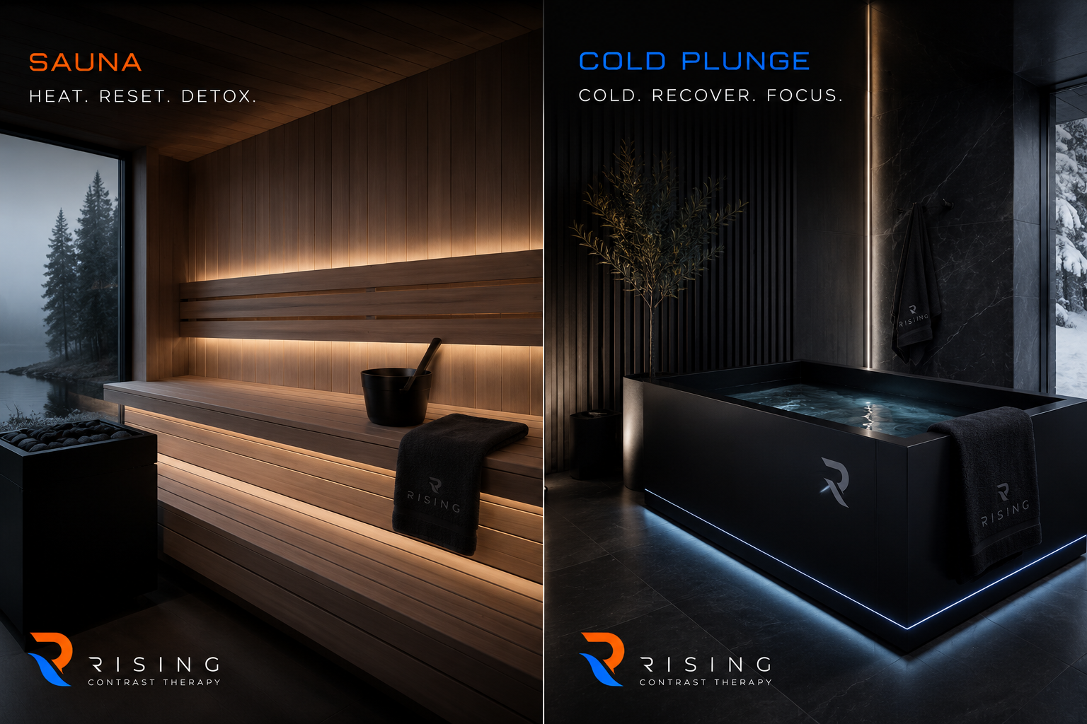 Rising sauna and cold plunge — two halves of the contrast therapy ritual